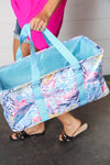 Rectangle Collapsible Ocean Coral Blue Strap Canvas Tote