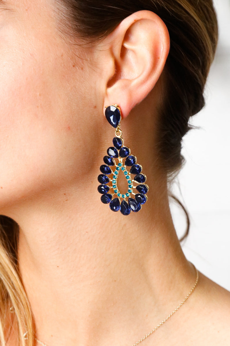 Sapphire/Turquoise Vintage Teardrop Earrings