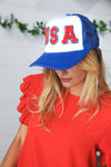 Royal Blue USA Snap Back Mesh Trucker Cap