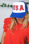 Royal Blue USA Snap Back Mesh Trucker Cap