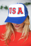 Royal Blue USA Snap Back Mesh Trucker Cap