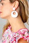 Dove Retro Open Circle Resin Dangle Earrings