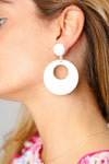 Dove Retro Open Circle Resin Dangle Earrings