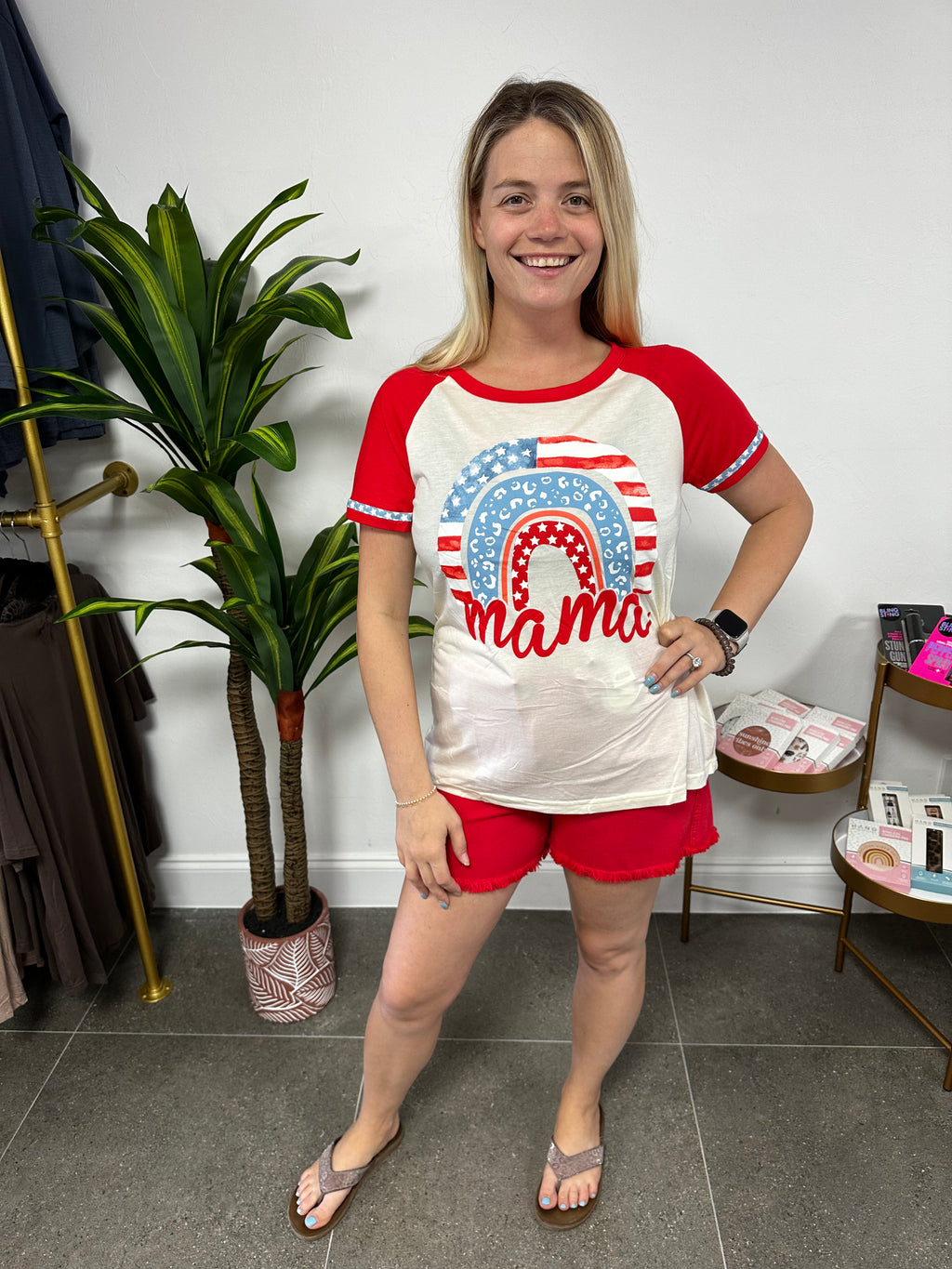 Mama Patriotic Rainbow Tee