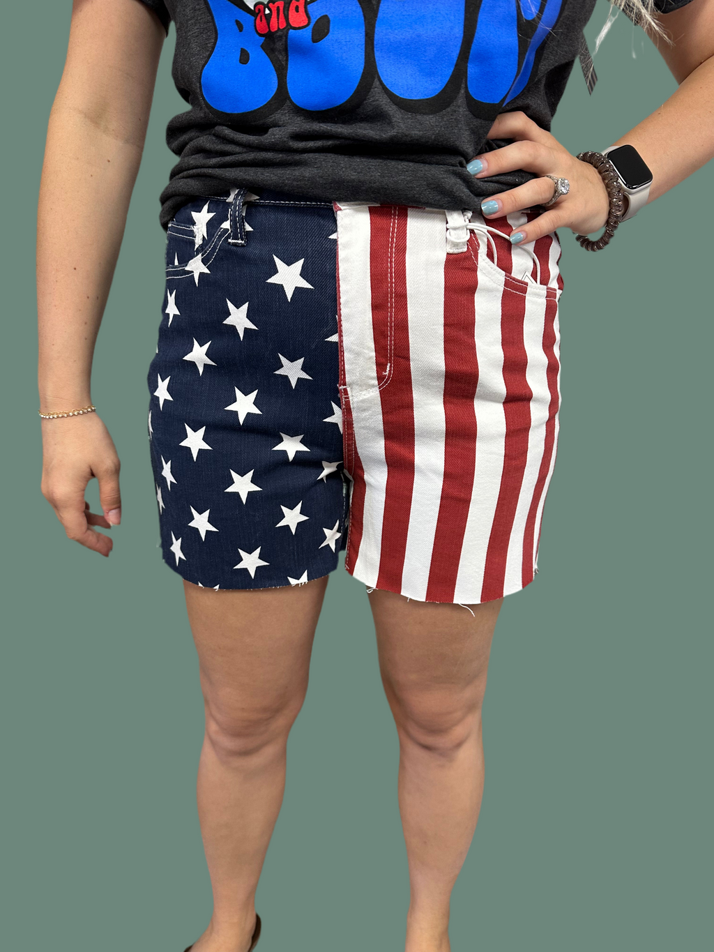 Judy Blue American Flag Frayed Shorts