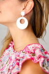 Dove Retro Open Circle Resin Dangle Earrings