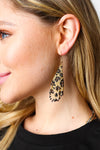 Leopard Beaded Pyramid Drop Earrings