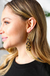 Leopard Beaded Pyramid Drop Earrings