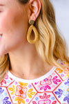 Brass & Rattan Woven Dangle Drop Earrings