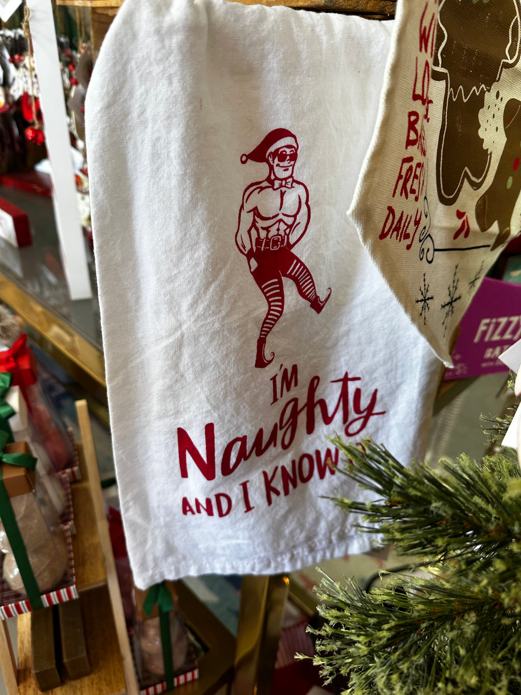 I'm Naughty and I know it dish towel