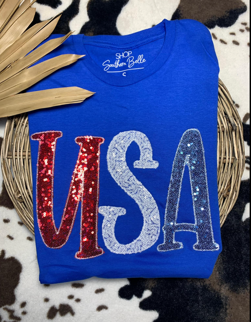 Blue USA sequin tee