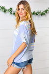 Blue Stripe V Neck Color Block Top