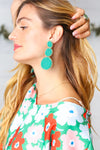 Turquoise Green & Gold Beaded Round Dangle Earrings