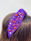 PREORDER: Halloween Rhinestone Top Knot Headband in Purple