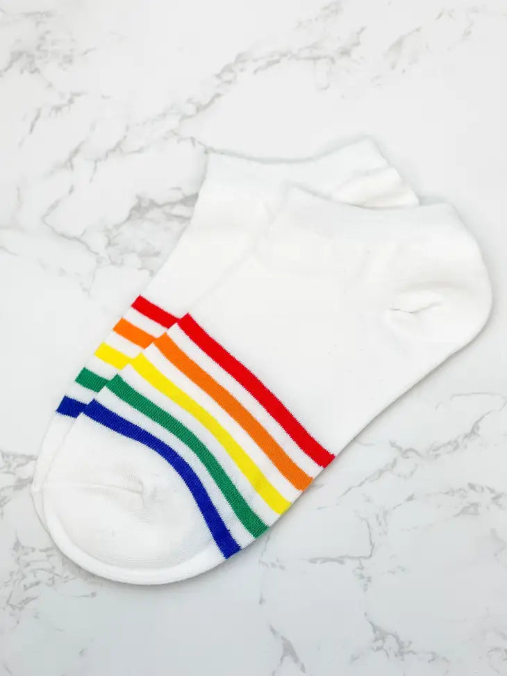 PREORDER: No Show Rainbow Striped Socks in Two Colors