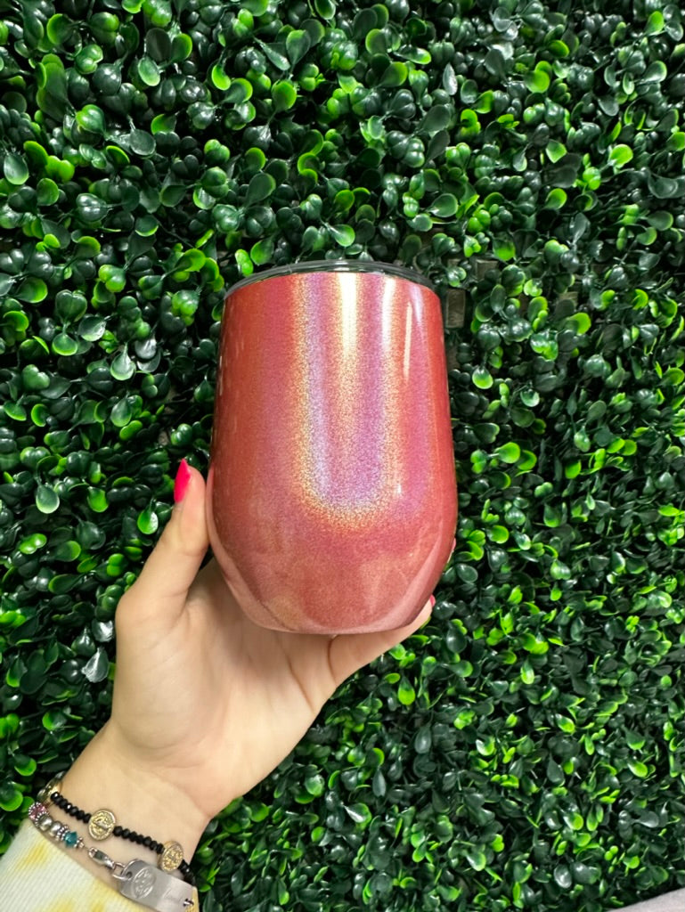 Red Glitter Wine Tumbler