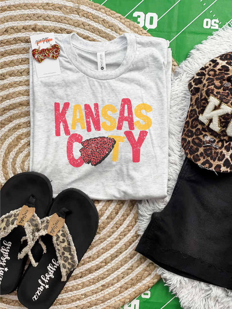 Distressed Kansas City w/ Red Leopard Arrowhead