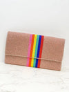 PREORDER: Rainbow Stripe Crossbody Chain Clutch in Two Colors