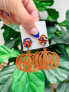 PREORDER: Beaded Post Glitter Pumpkin Dangle Earrings