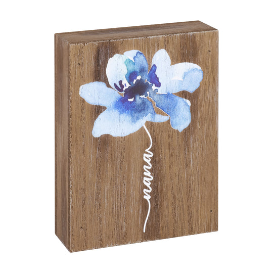 PREORDER: Nana Blue Flower Block Sign