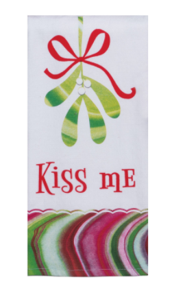 Christmas Tranquility Kiss Me Dish Towel