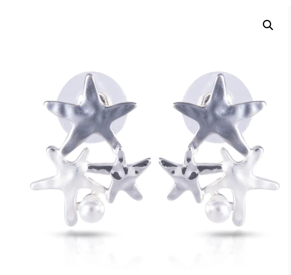 NATURAL ELEMENTS SILVER ENAMELED EARRINGS – STARFISH PEARL GRAY