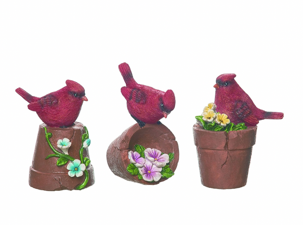 Resin Cardinals on a Pot