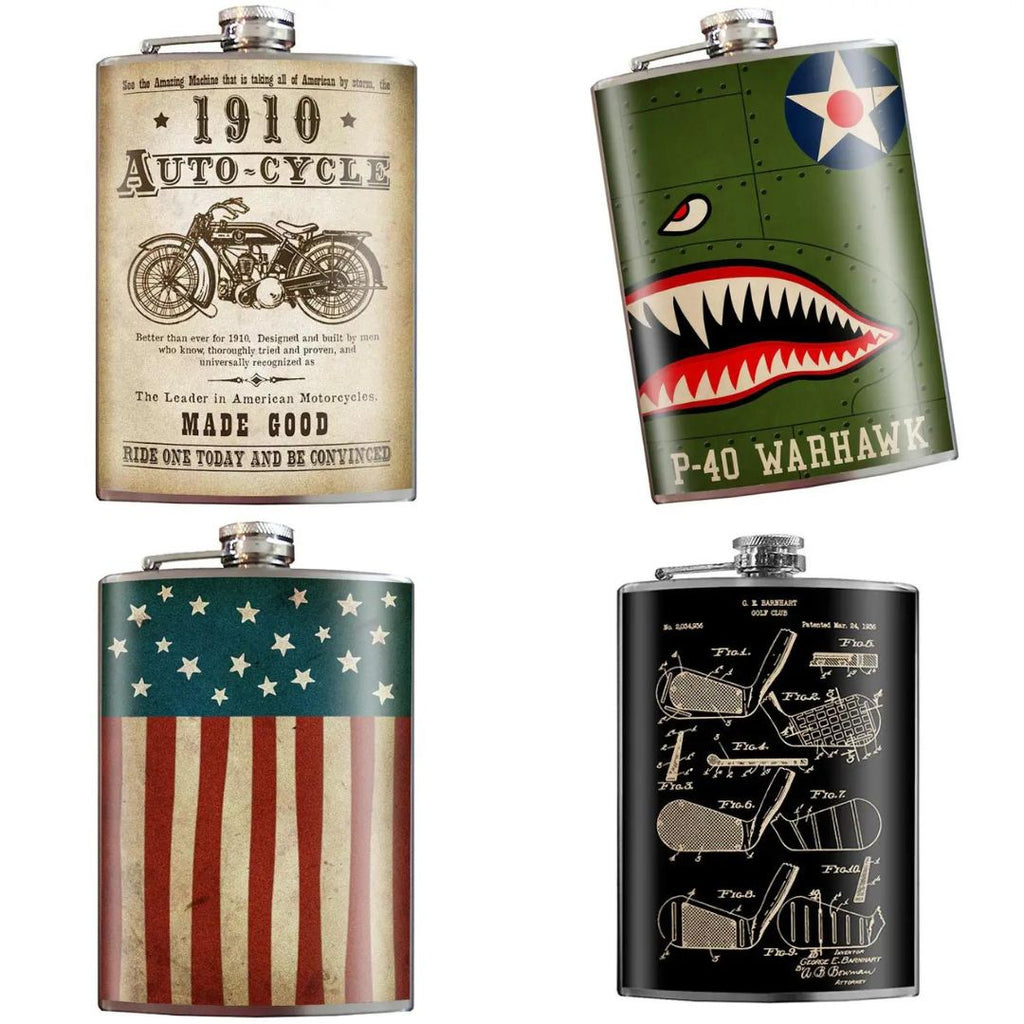 PREORDER: Stainless Steel Hip Flask in Assorted Prints