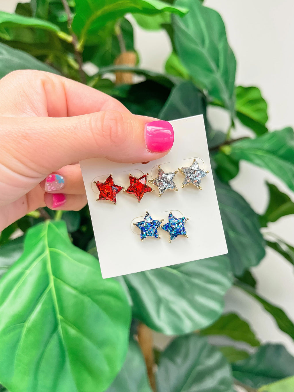 PREORDER: Patriotic Glittery Star Studs