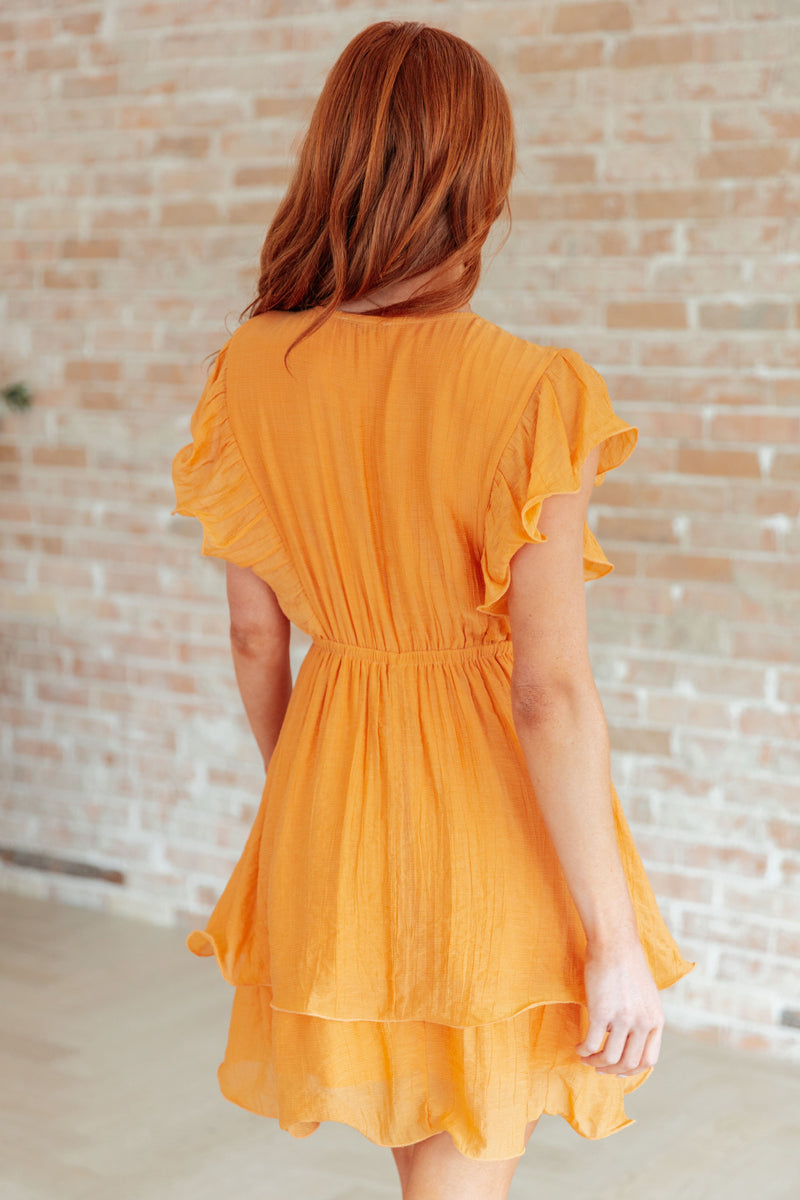 Stuck in My Head Tiered Dress in Orange