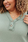 Wonderfully Waffled Top in Sage