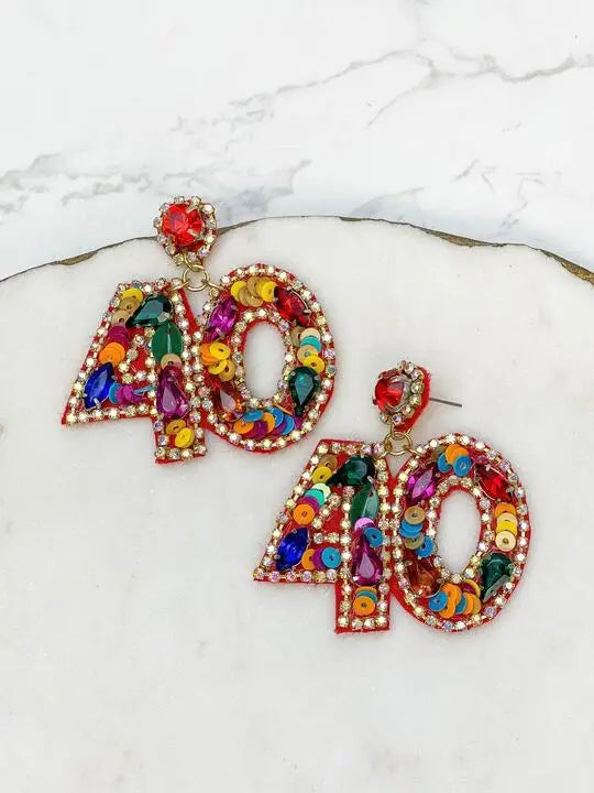 PREORDER: 40th Birthday Celebration Rhinestone Drop Earrings