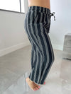 Black with white stripe pants