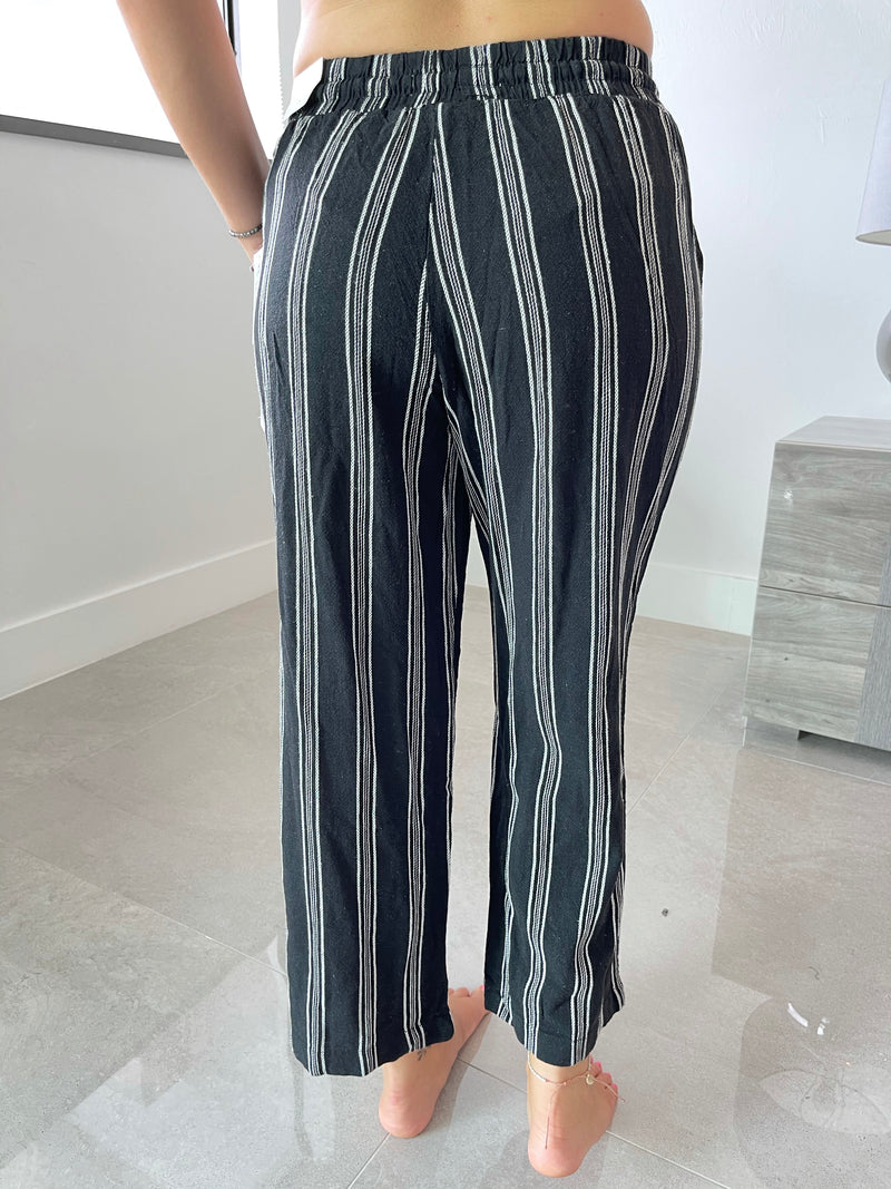 Black with white stripe pants